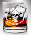 Whiskey Glass - 2nd Amendment - America's Original Homeland Security - Skulls and Guns - 2 Monkey Trading LLC