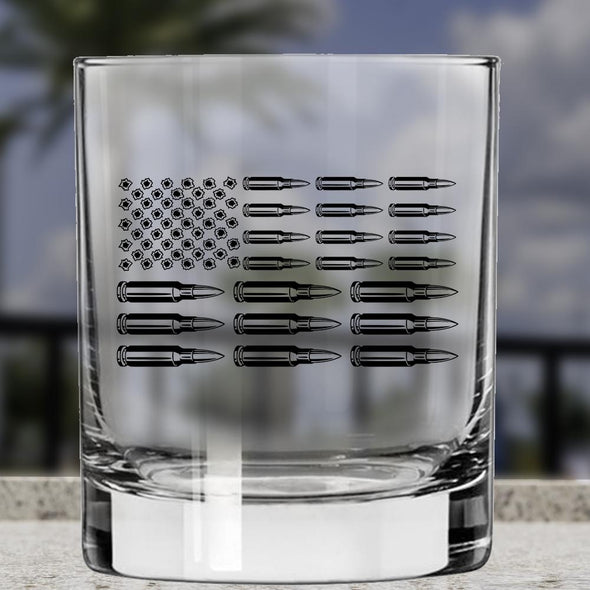 Whiskey Glass - Bullet Flag - 2 Monkey Trading LLC