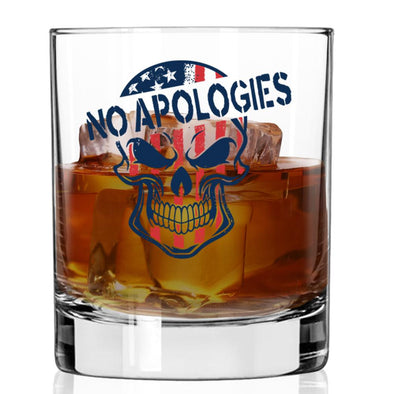 Whiskey Glass - No Apologies Skull - 2 Monkey Trading LLC
