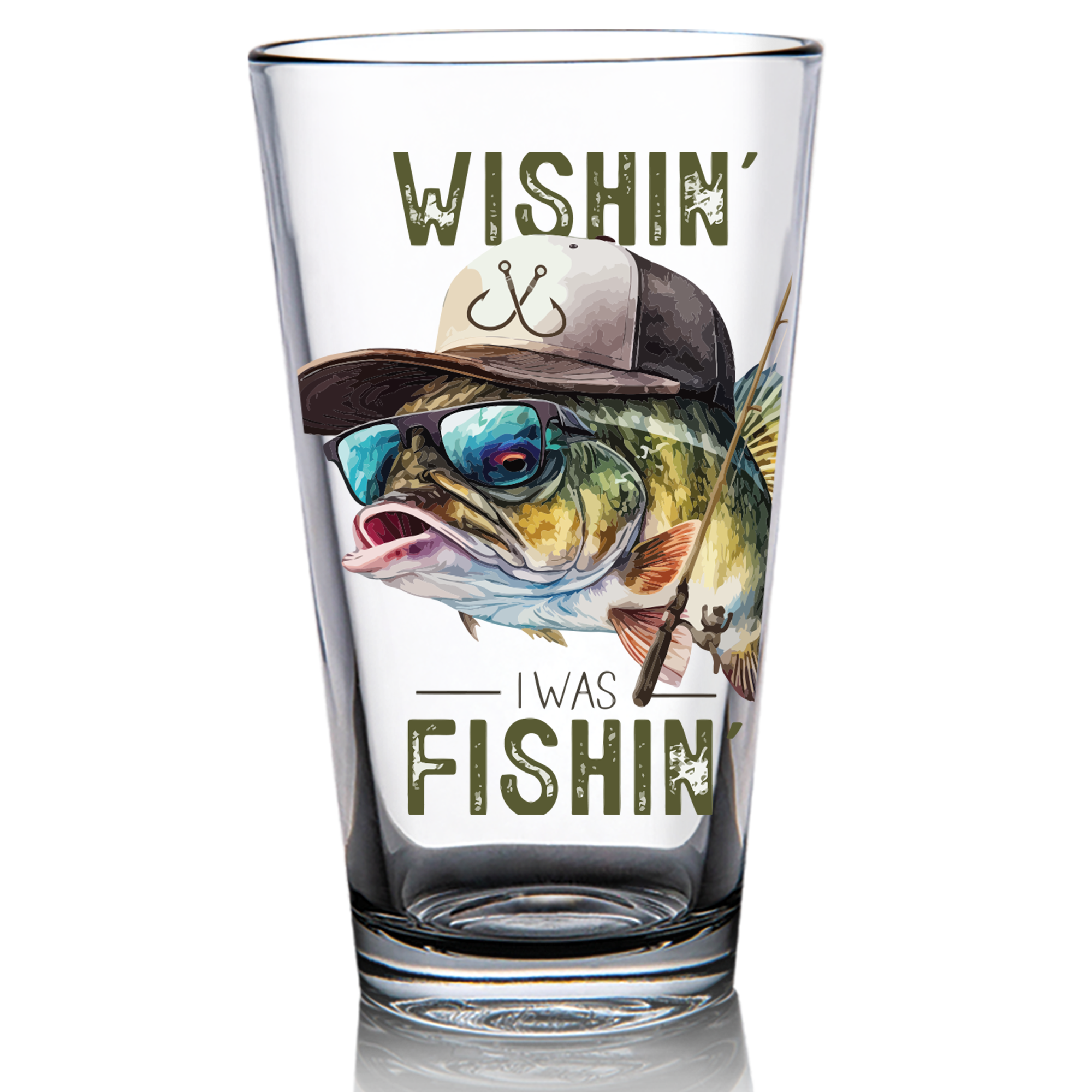  Wishin I Was Fishing Pint Glass - 6 pcs