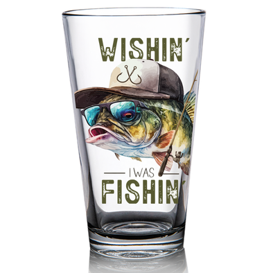 - Wishin I Was Fishing Pint Glass - 6 pcs