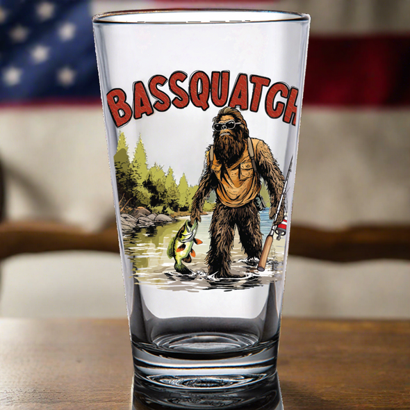 Bassquatch - Fishing Bigfoot Pint Glass