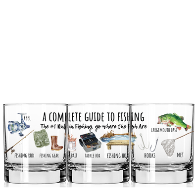 A Complete  Guide to Fishing- Whiskey Glass 6 pcs MOQ