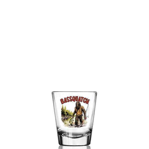 Bassquatch - Fishing Bigfoot Shot Glass 12 PCS MOQ