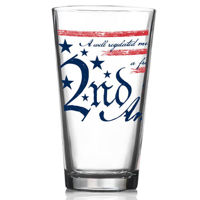 Pint Glass - 2nd Amendment Flag 360 Wrap - 2 Monkey Trading LLC