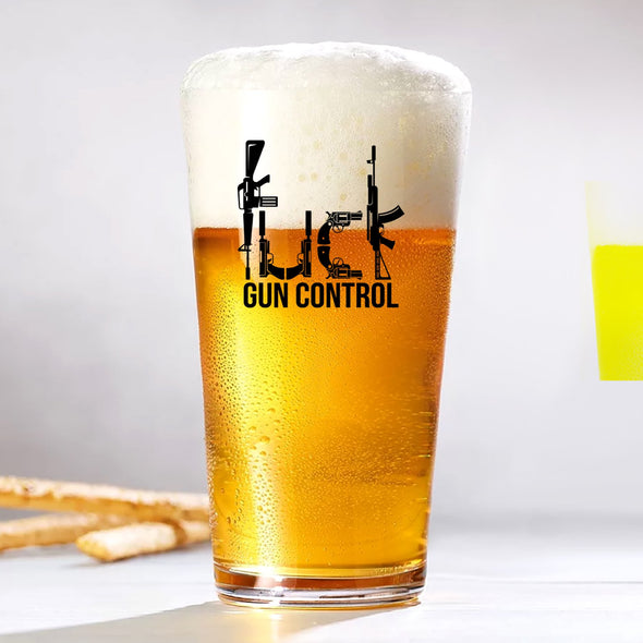 Pint Glass - F Gun Control Black