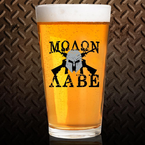 Pint Glass - Molon Labe Helmet