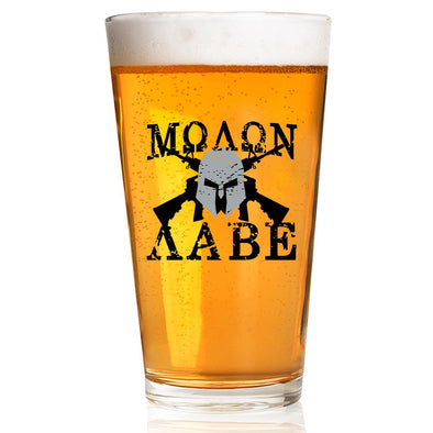 Pint Glass - Molon Labe Helmet - 2 Monkey Trading LLC