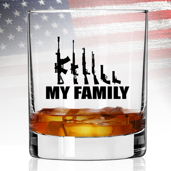 Whiskey Glass - My Family Guns - 2 Monkey Trading LLC