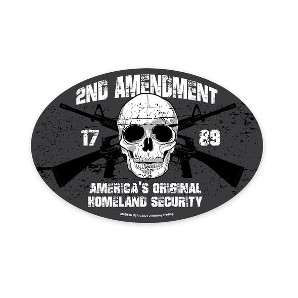 America's Original Homeland Security - Skull and Guns 2nd Amendment 4x6 Oval Magnet