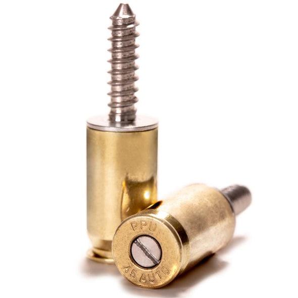 .45 Caliber Bullet License Plate Fasteners (2 Pcs) - Brass