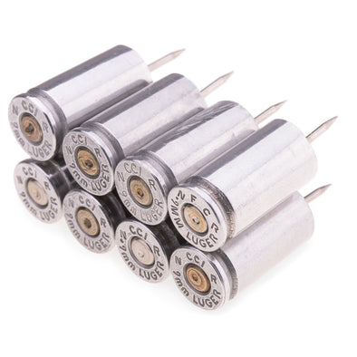 9MM Bullet Push Pins (Pack of 8) -  Nickel