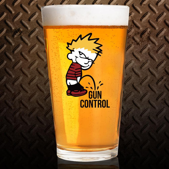 Pint Glass - P on Gun Control - 2 Monkey Trading LLC