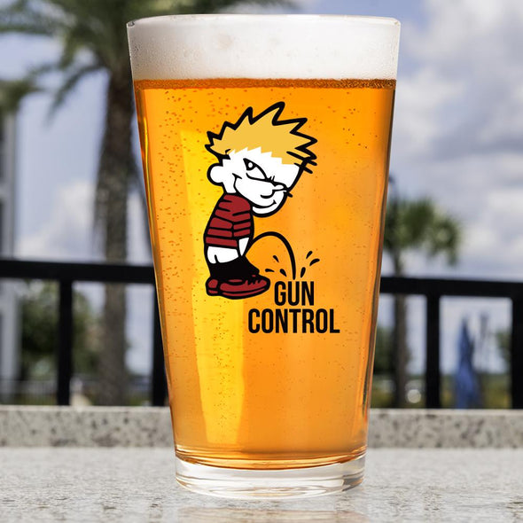 Pint Glass - P on Gun Control - 2 Monkey Trading LLC