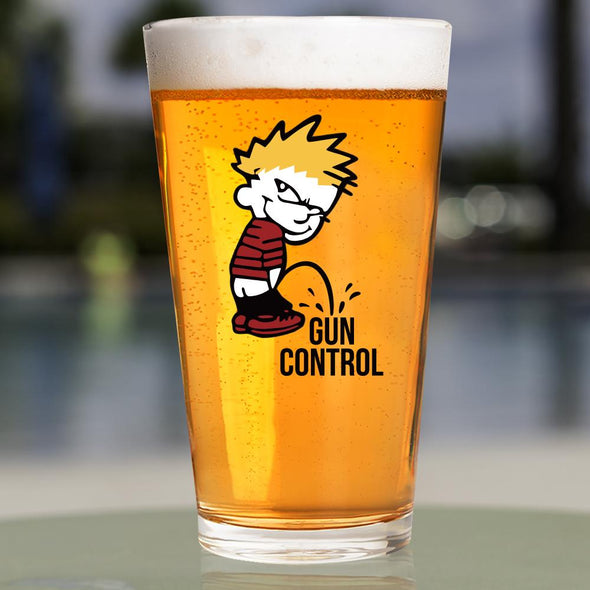 Pint Glass - P on Gun Control - 2 Monkey Trading LLC