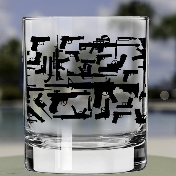 Whiskey Glass - Guns 360 Wrap - 2 Monkey Trading LLC