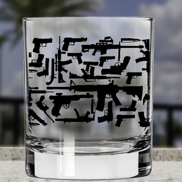 Whiskey Glass - Guns 360 Wrap - 2 Monkey Trading LLC