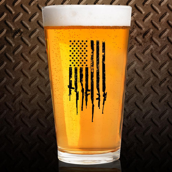 Pint Glass - Gun Flag - 2 Monkey Trading LLC