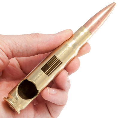 .50 Caliber Bullet Bottle Opener Spirit Series - American Flag in Brass Blister Pack Packaging - 2 Monkey Trading LLC