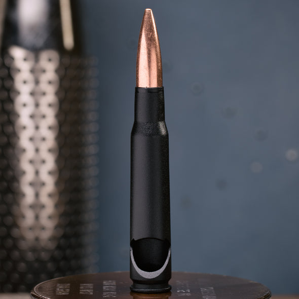 50 Caliber Bullet Bottle Opener in Matte Black - Poly Bag Packaging - 2 Monkey Trading LLC