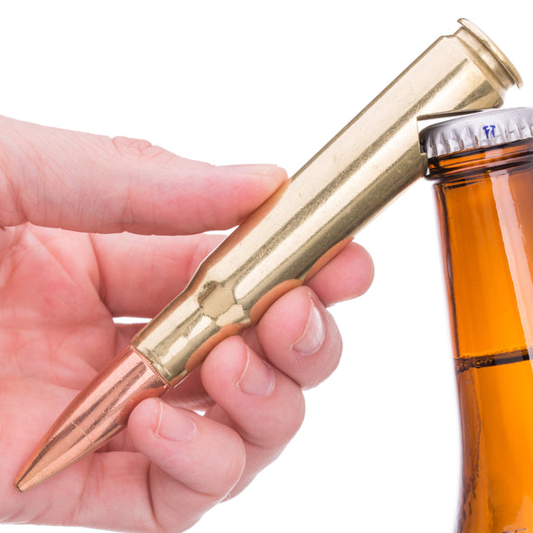 50 Caliber Bottle Opener in Brass - Poly Bag Packaging - 2 Monkey Trading LLC