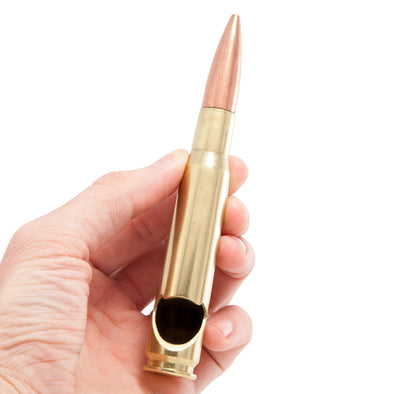 50 Caliber Bottle Opener in Brass - Poly Bag Packaging - 2 Monkey Trading LLC