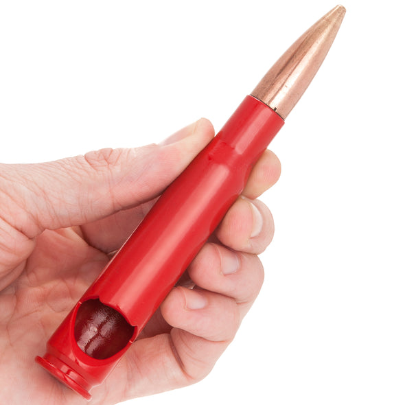 50 Caliber Bullet Bottle Opener in Red - Blister Pack Packaging - 2 Monkey Trading LLC
