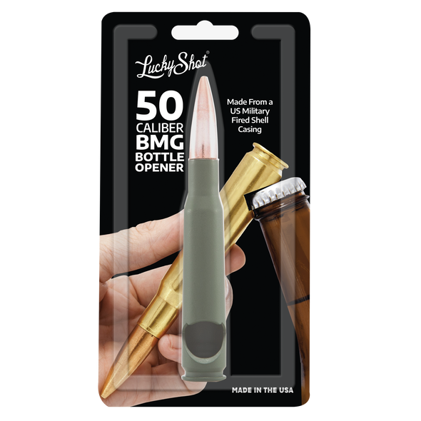.50 Caliber Bullet Bottle Opener Spirit Series - Don't Tread on Me Olive Drab Blister Pack Packaging