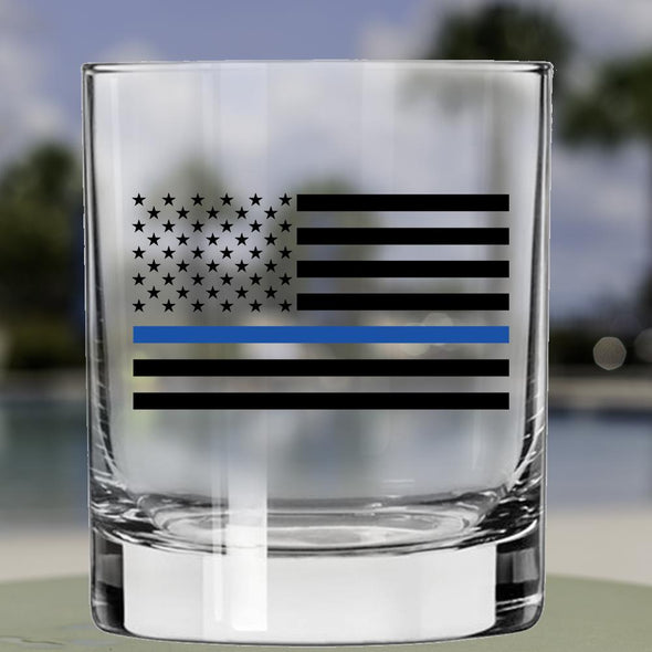 Whiskey Glass - Thin Blue Line SP - 2 Monkey Trading LLC