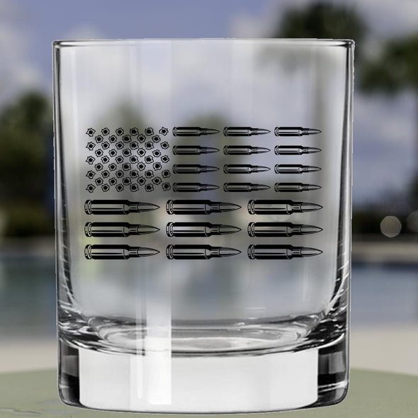 Whiskey Glass - Bullet Flag - 2 Monkey Trading LLC