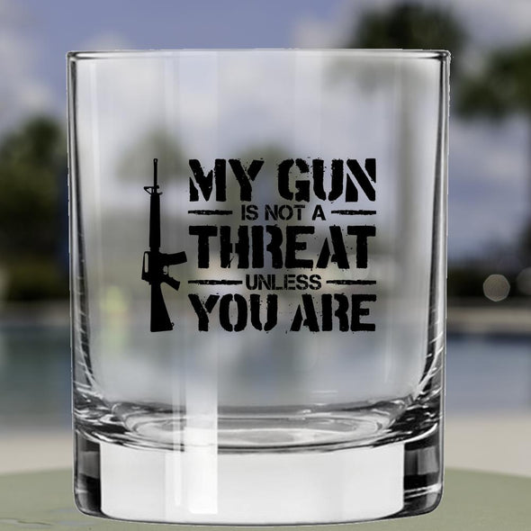 Whiskey Glass - My Gun is Not a Threat - 2 Monkey Trading LLC