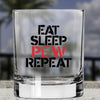 Whiskey Glass - Eat Sleep Pew Repeat - 2 Monkey Trading LLC