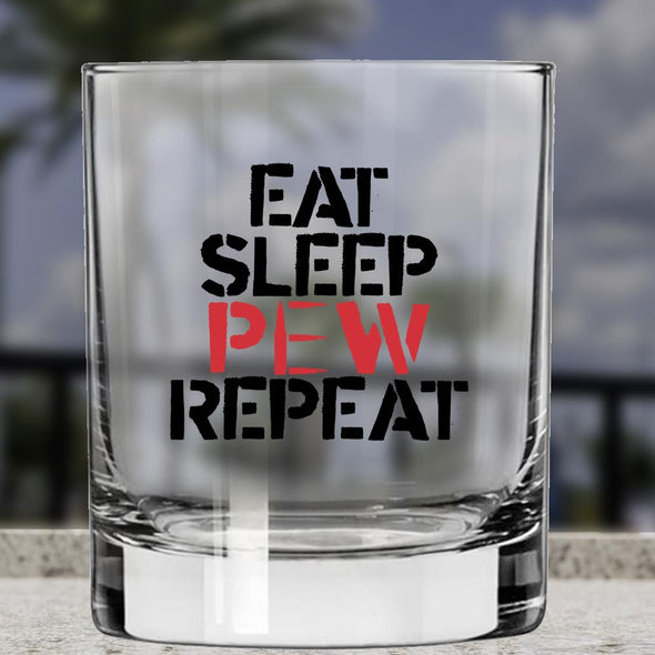 Whiskey Glass - Eat Sleep Pew Repeat