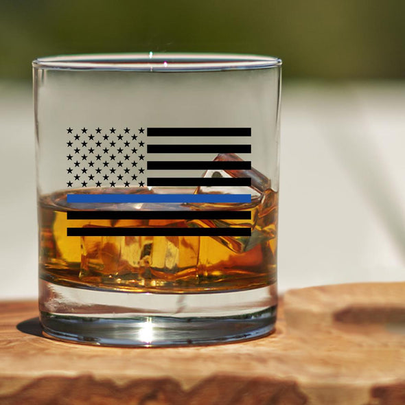 Whiskey Glass - Thin Blue Line SP - 2 Monkey Trading LLC