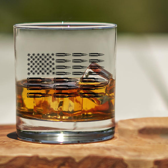 Whiskey Glass - Bullet Flag - 2 Monkey Trading LLC