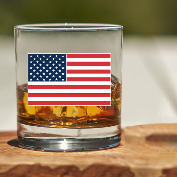 Whiskey Glass - American Flag RWB - 2 Monkey Trading LLC