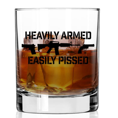 Whiskey Glass - Heavily Armed Easily Pissed - 2 Monkey Trading LLC