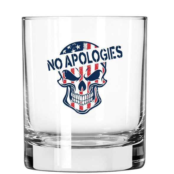 Whiskey Glass - No Apologies Skull - 2 Monkey Trading LLC