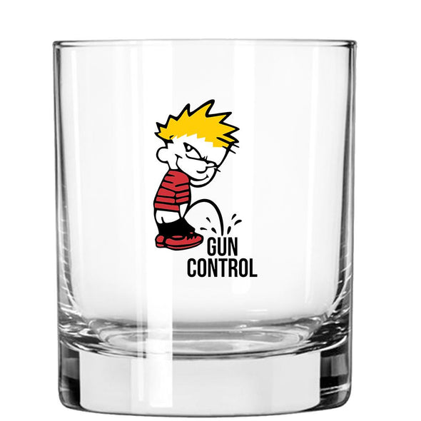 Whiskey Glass - P on Gun Control - 2 Monkey Trading LLC