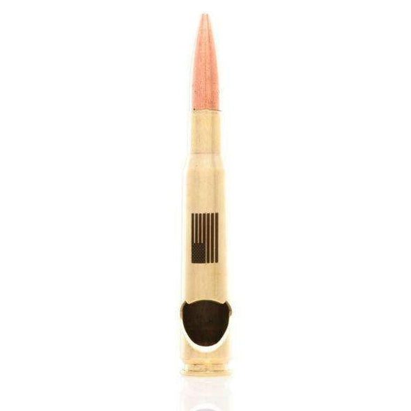 .50 Caliber Bullet Bottle Opener Spirit Series - American Flag in Brass Blister Pack Packaging - 2 Monkey Trading LLC